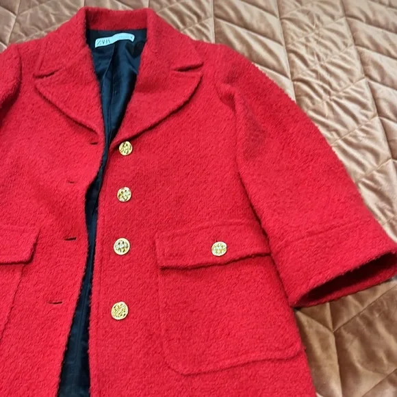 Zara NWOT Red Coat - Picture 3 of 4